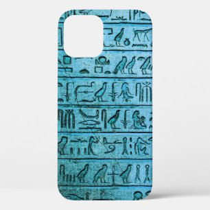 Oude Egyptische Hieroglyphs Blue iPhone 12 Hoesje