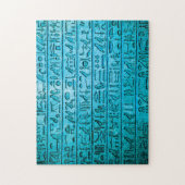 Oude Egyptische Hieroglyphs Blue Jigzaag Puzzle Legpuzzel (Verticaal)