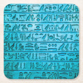 Oude Egyptische Hieroglyphs Blue Kartonnen Onderzetters (Voorkant)