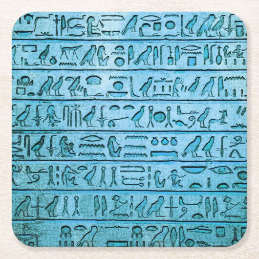Oude Egyptische Hieroglyphs Blue Kartonnen Onderzetters (Voorkant)