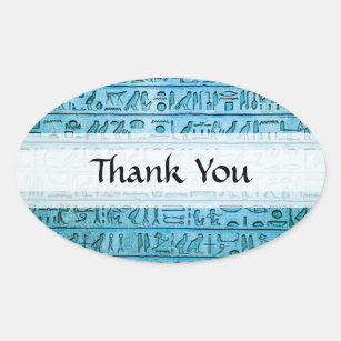 Oude Egyptische Hieroglyphs Blue Ovale Sticker