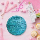 Oude Egyptische Hieroglyphs Blue Paper-Borden Papieren Bordje (Feest)