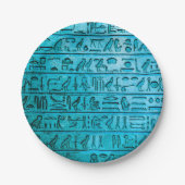 Oude Egyptische Hieroglyphs Blue Paper-Borden Papieren Bordje (Voorkant)
