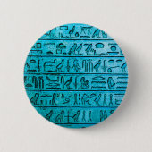 Oude Egyptische Hieroglyphs Blue Ronde Button 5,7 Cm (Voorkant)
