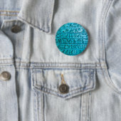 Oude Egyptische Hieroglyphs Blue Ronde Button 5,7 Cm (In situ)