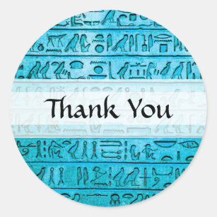 Oude Egyptische Hieroglyphs Blue Ronde Sticker