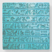 Oude Egyptische Hieroglyphs Blue Stenen Onderzetter (Voorkant)