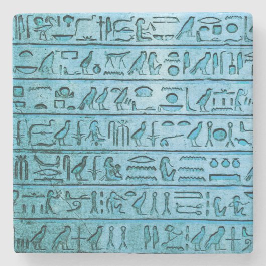 Oude Egyptische Hieroglyphs Blue Stenen Onderzetter (Voorkant)