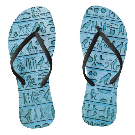 Oude Egyptische Hieroglyphs Blue Teenslippers (Voetbed)