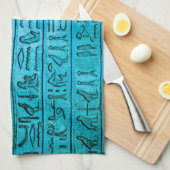 Oude Egyptische Hieroglyphs Blue Theedoek (Quarter Fold)