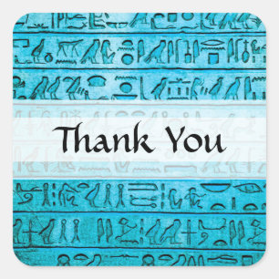 Oude Egyptische Hieroglyphs Blue Vierkante Sticker