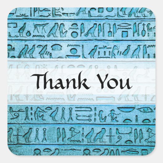 Oude Egyptische Hieroglyphs Blue Vierkante Sticker (Voorkant)