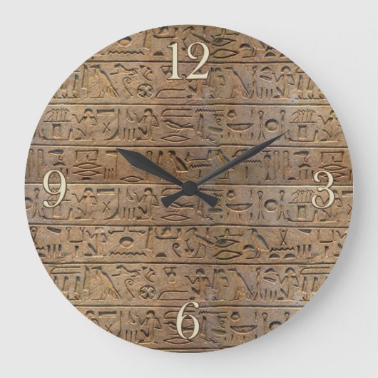 Oude Egyptische Hieroglyphs Designer Clock Grote Klok (Voorkant)
