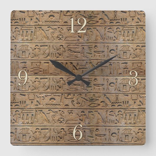 Oude Egyptische Hieroglyphs Designer Clock Vierkante Klok (Voorkant)