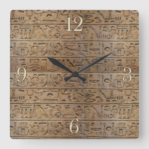 Oude Egyptische Hieroglyphs Designer Clock Vierkante Klok