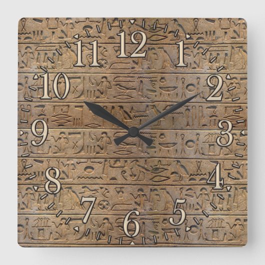 Oude Egyptische Hieroglyphs Designer Clock Vierkante Klok (Voorkant)