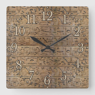 Oude Egyptische Hieroglyphs Designer Clock Vierkante Klok