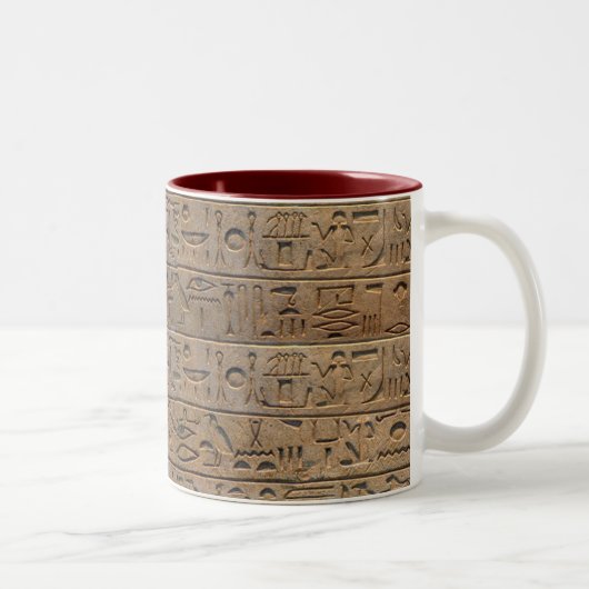 Oude Egyptische Hieroglyphs Designer Gift Tweekleurige Koffiemok (Rechts)