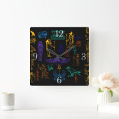 Oude Egyptische Hieroglyphs en Symbolen Vierkante Klok (Huis)