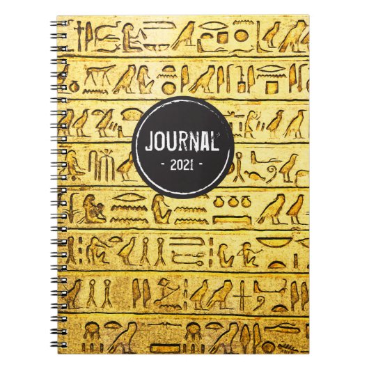 Oude Egyptische Hieroglyphs - Geel Notitieboek (Voorkant)