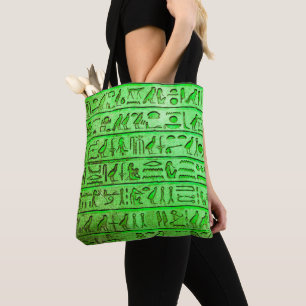Oude Egyptische Hieroglyphs Green Canvas tas