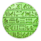 Oude Egyptische Hieroglyphs Green Ceramic Knob. Keramische Knop (Voorkant)
