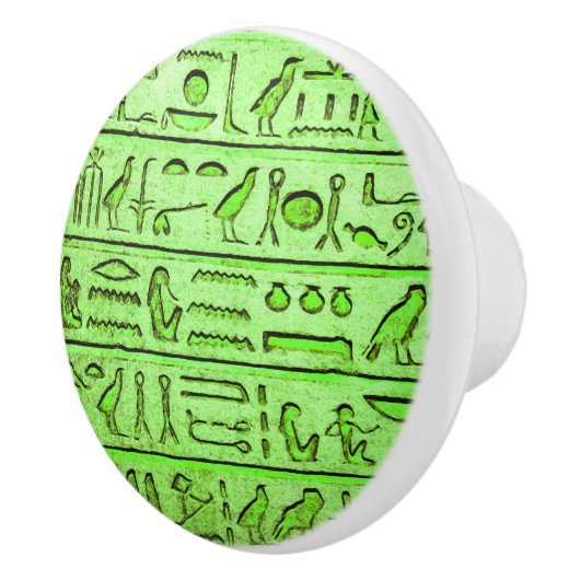 Oude Egyptische Hieroglyphs Green Ceramic Knob. Keramische Knop (Rechts)