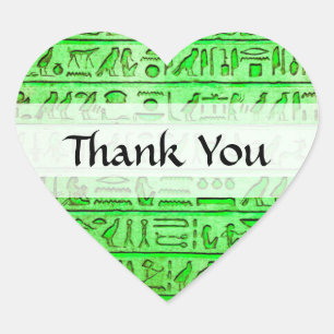 Oude Egyptische Hieroglyphs Green Hart Sticker