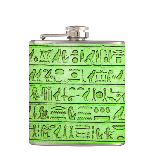 Oude Egyptische Hieroglyphs Green Heupfles (Voorkant)