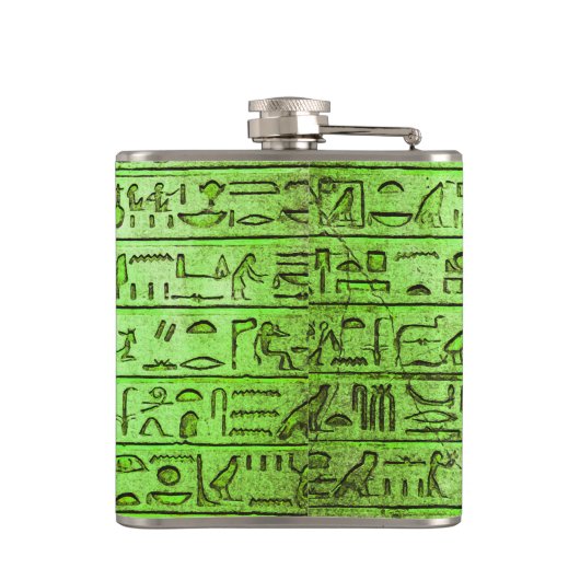 Oude Egyptische Hieroglyphs Green Heupfles (Achterkant)
