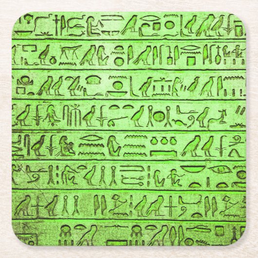 Oude Egyptische Hieroglyphs Green Kartonnen Onderzetters (Voorkant)