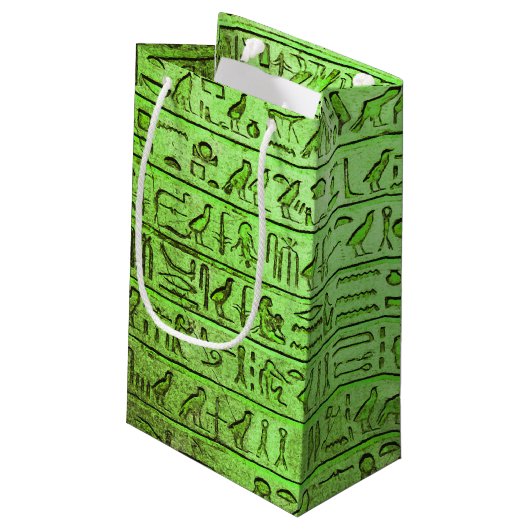 Oude Egyptische Hieroglyphs Green Klein Cadeauzakje (Achterkant Gekanteld)