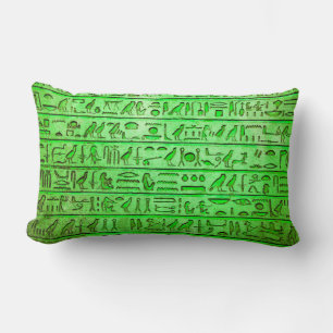 Oude Egyptische Hieroglyphs Green Lumbar Pillow Kussen
