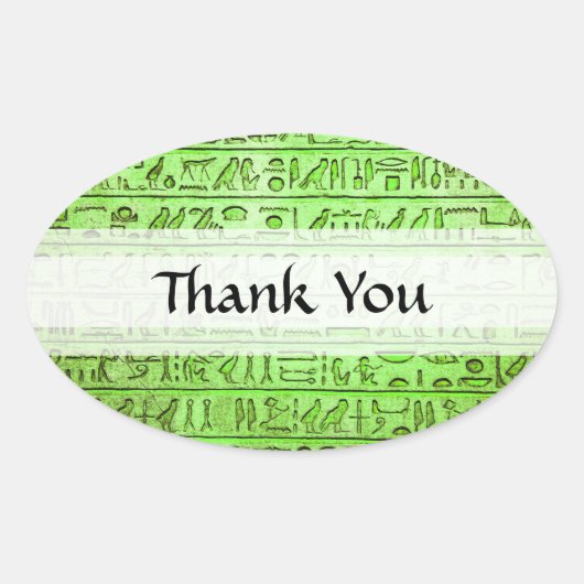 Oude Egyptische Hieroglyphs Green Ovale Sticker (Voorkant)