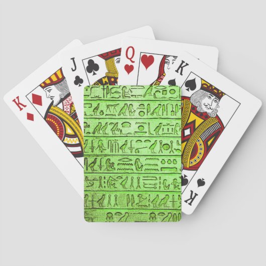 Oude Egyptische Hieroglyphs Green Pokerkaarten (Achterkant)