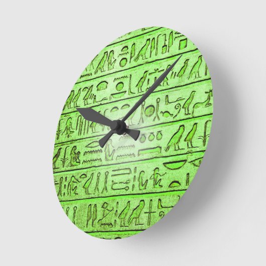 Oude Egyptische Hieroglyphs Green Ronde Klok (Hoek)