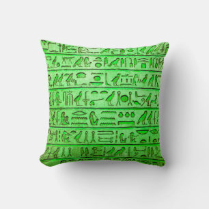 Oude Egyptische Hieroglyphs Green Square Pillow Kussen