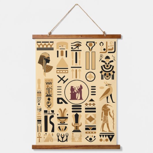Oude Egyptische Hieroglyphs Hangend Wandkleed (Voorkant)