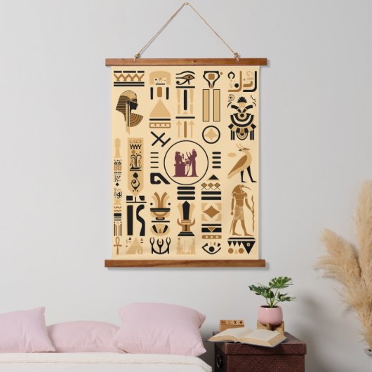Oude Egyptische Hieroglyphs Hangend Wandkleed (Slaapkamer)
