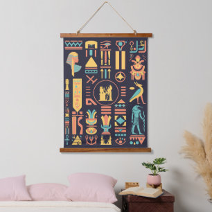Oude Egyptische Hieroglyphs Hangend Wandkleed