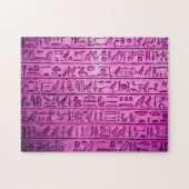 Oude Egyptische Hieroglyphs Paars Jigzaag Puzzle Legpuzzel (Horizontaal)