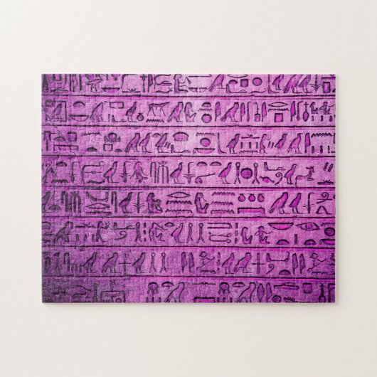 Oude Egyptische Hieroglyphs Paars Jigzaag Puzzle Legpuzzel (Horizontaal)