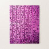 Oude Egyptische Hieroglyphs Paars Jigzaag Puzzle Legpuzzel (Verticaal)