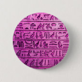 Oude Egyptische Hieroglyphs Paarse Button (Voorkant)