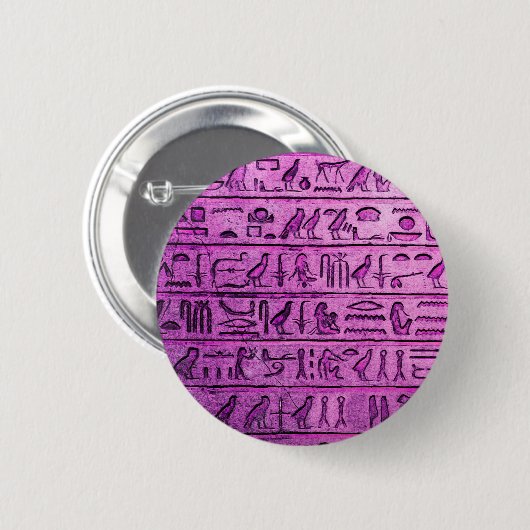 Oude Egyptische Hieroglyphs Paarse Button (Voorkant /achterkant)