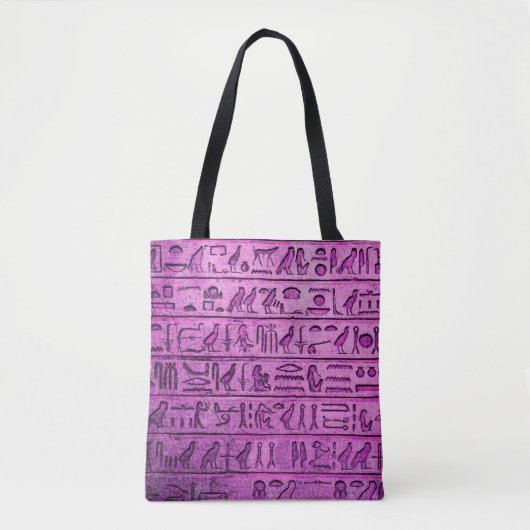 Oude Egyptische Hieroglyphs Paarse Canvas tas (Voorkant)