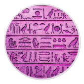 Oude Egyptische Hieroglyphs Paarse keramische knop (Voorkant)
