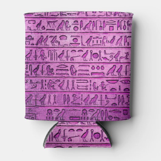 Oude Egyptische Hieroglyphs Paarse Koelbox Blikjeskoeler (Voorkant)