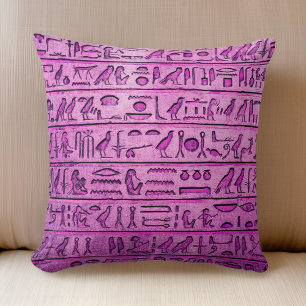 Oude Egyptische Hieroglyphs Paarse Square Pillow Kussen