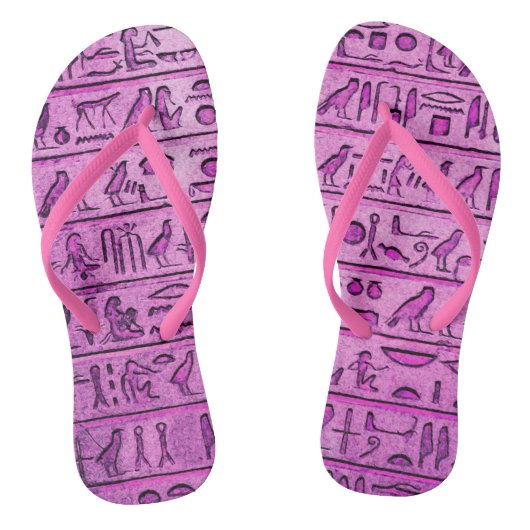 Oude Egyptische Hieroglyphs Paarse Teenslippers (Voetbed)